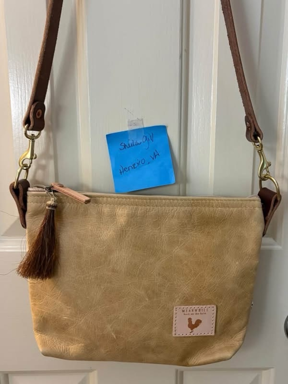 Yellow Rustic Leather Sling Crossbody Bag